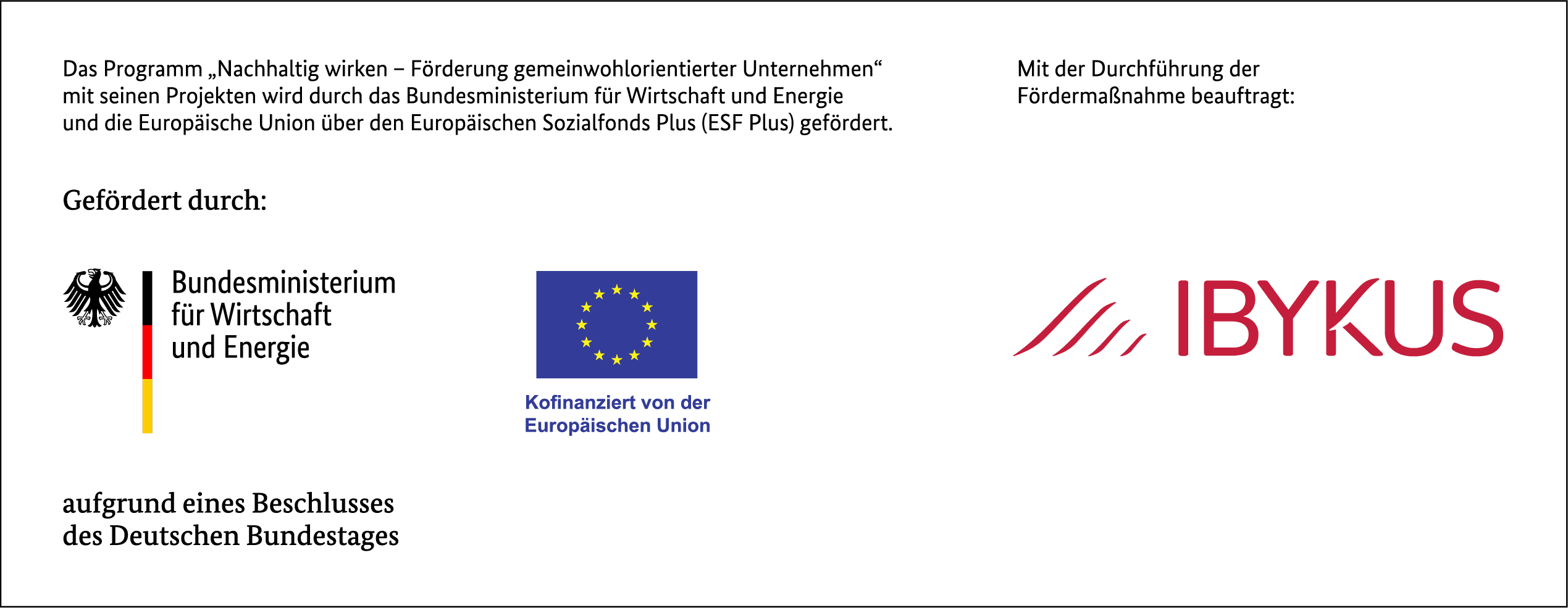 Förderhinweis: Gefördert durch das Bundesministerium für Wirtschaft und Energie und die Europäische Union (ESF Plus), Durchführung durch Ibykus
